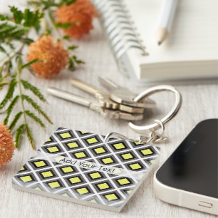 Porte-clés Diamants d'ikat gris foncé, noir, jaune par STaylo
