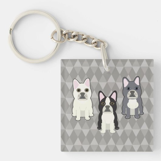 Porte-clés Diamants Gris Frenchies (Devant)