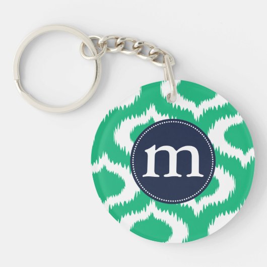 Porte-clés Diamants modernes d'Ikat de vert vert (Devant)