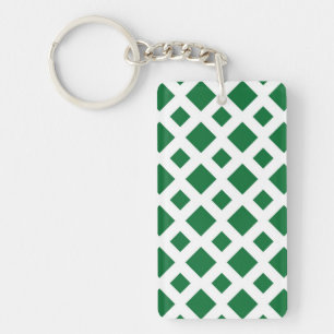 Porte-clés Diamants verts en blanc