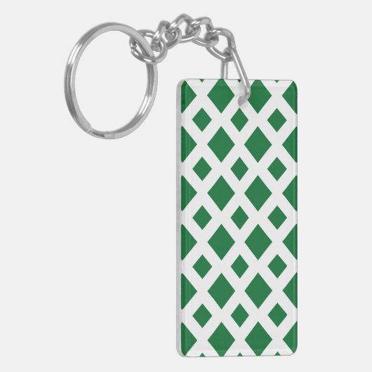 Porte-clés Diamants verts sur blanc (Devant gauche)