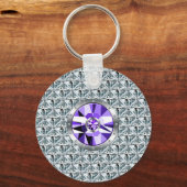 Porte-clés Diamants Violets Motif Et Or Blanc (Recto)