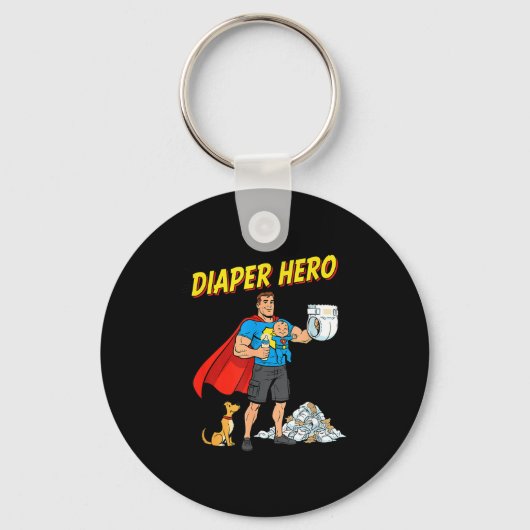 Porte-clés Diaper Hero Funny Cartoon Dad Design For New Fathe (Recto)