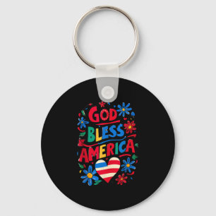 Porte-clés Dieu Béni Amérique Patriotique Usa Drapeau Chrétie