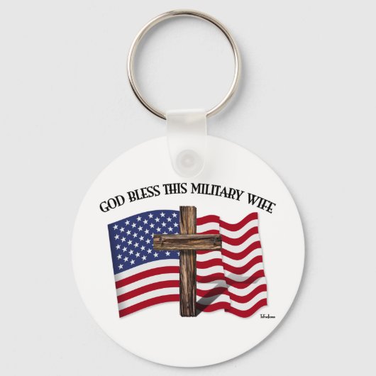 Porte-clés DIEU BÉNISSE CETTE FEMME MILITAIRE - croix robuste (Recto)