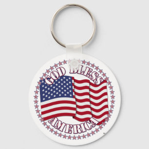 Porte-clés Dieu Bénisse L'Amérique Avec Le Drapeau Des États-
