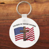 Porte-clés DIEU BÉNISSE MA FILLE MILITAIRE Drapeau robuste cr (Recto)