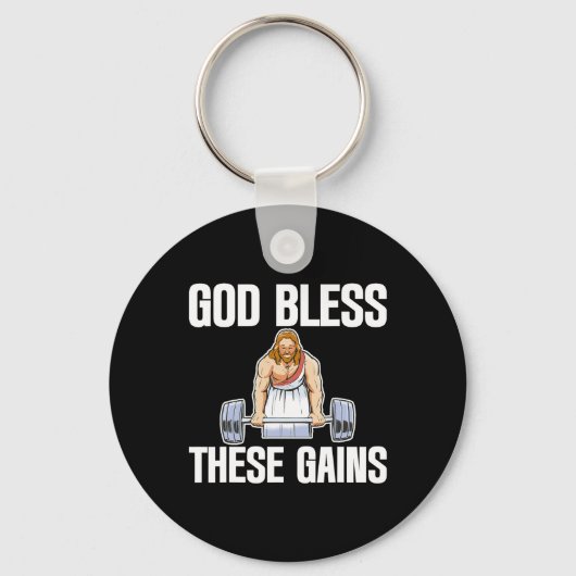 Porte-clés Dieu Bénit Ces Gains Muscle Bodybuilding — (Recto)