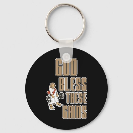 Porte-clés Dieu Bénit Ces Gains Muscle Bodybuilding — (Recto)