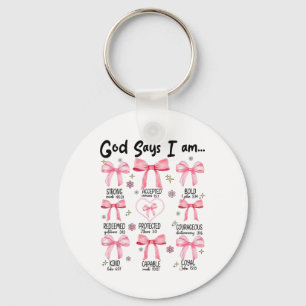 Porte-clés Dieu Dit Que Je Suis Rose Coquette Christian Jesus