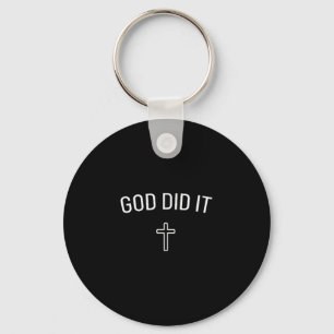 Porte-clés Dieu l'a fait - Simple Chrétien Croix Religieuse M