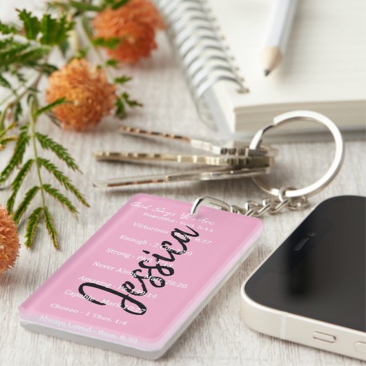 Porte-clés Dieu personnalisé dit que vous êtes, Écritures (Devant droit)