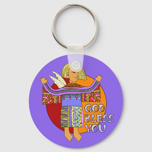 Porte-clés Dieu te bénisse | violet (Recto)