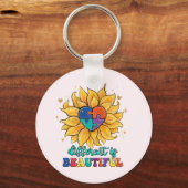 Porte-clés Différent est bel autisme (Recto)