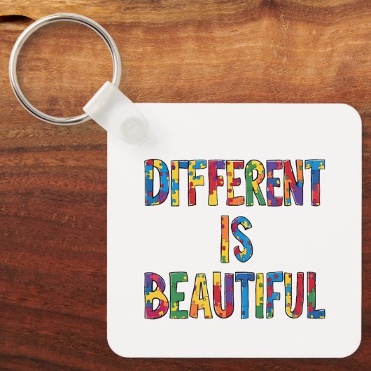 Porte-clés Different Is Beautiful - Sensibilisation sur l'aut (Recto)