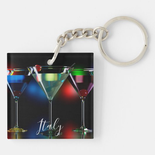 Porte-clés Différents cocktails dans des lunettes à martini é (Dos)