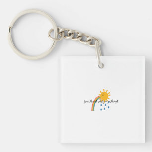 Porte-clés Digital Illustration of Smiling Sun with Rainbow