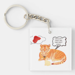 Porte-clés Dilemma Tigre et Lapin Drôle - Belle Comique Anima