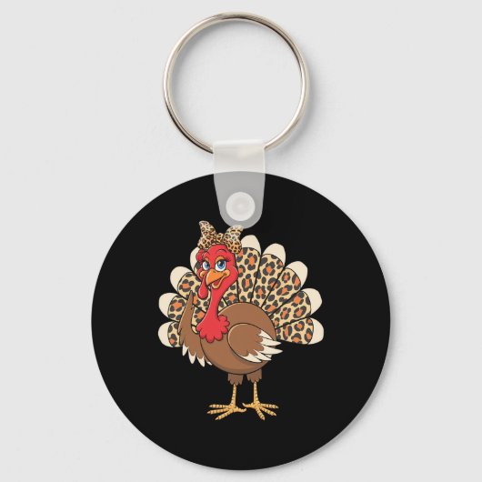 Porte-clés Dinde de Thanksgiving élégante avec impression léo (Recto)