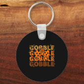 Porte-clés Dinde de Thanksgiving Gobble Gobble Gobble Léopard (Recto)
