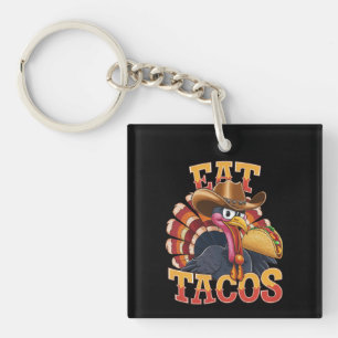 Porte-clés Dinde de Thanksgiving Manger des Tacos Drôle Mexi