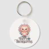 Porte-clés Dinde de Thanksgiving mignonne (Verso)