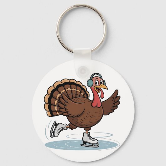 Porte-clés Dindon de patinage de Thanksgiving (Recto)