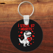 Porte-clés Dino Holding Heart I Steal 67 Hearts Funny Six Sev (Recto)