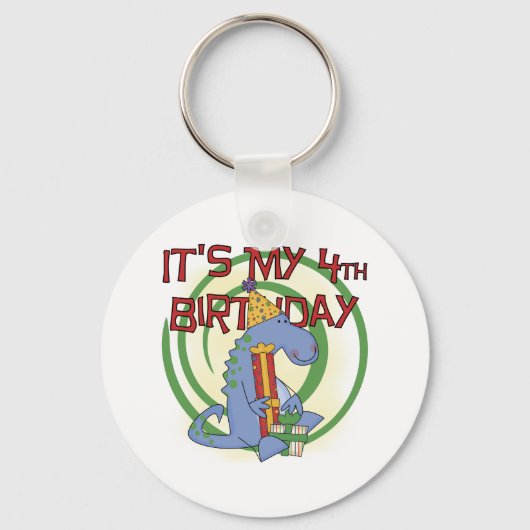 Porte-clés Dinosaur 4e anniversaire T-shirts et cadeaux (Recto)