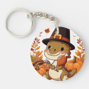 Porte-clés Dinosaur de Thanksgiving mignon