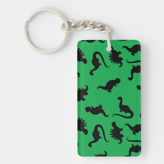 Porte-clés Dinosaur Silhouettes on Green Background (Devant)