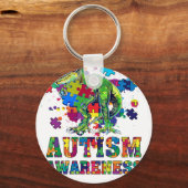 Porte-clés dinosaure de sensibilisation à l'autisme (Recto)