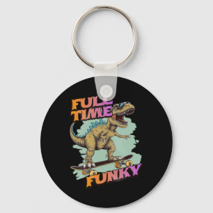 Porte-clés Dinosaure de skateboard funky drôle à plein temps