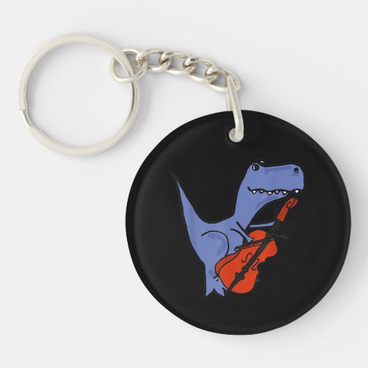 Porte-clés Dinosaure Drôle Jouer Cello (Devant)