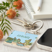 Porte-clés dinosaure mignon | Cadeau de fête (Devant Droit)