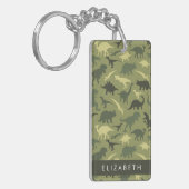 Porte-clés Dinosaure Motif, Dinosaur Silhouette, Votre Nom (Devant gauche)