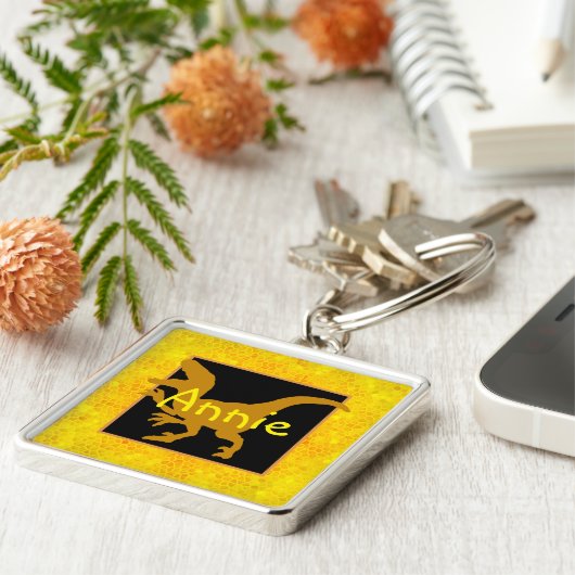 Porte-clés Dinosaure Or Personnalisé Caché (Côté)