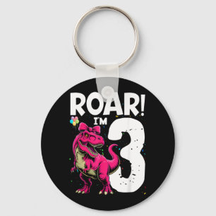 Porte-clés Dinosaure Rugit J'ai 3 Ans Fille Anniversaire Reto