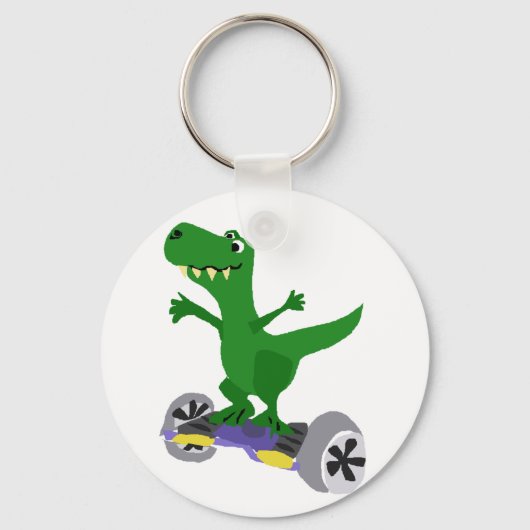Porte-clés Dinosaure vert amusant en T-Rex sur skateboard mot (Recto)