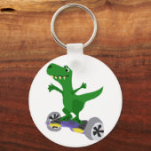 Porte-clés Dinosaure vert amusant en T-Rex sur skateboard mot (Recto)
