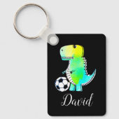 Porte-clés Dinosaure Vert Aquarelle Avec Nom Personnalisé (Recto)