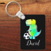 Porte-clés Dinosaure Vert Aquarelle Avec Nom Personnalisé (Recto)