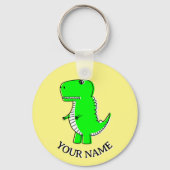 Porte-clés Dinosaure Vert Cute Texte Personnalisé (Recto)