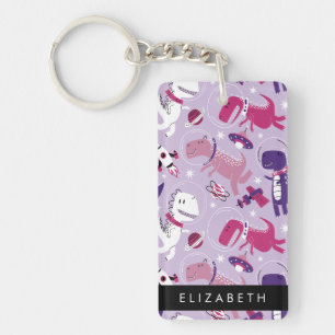 Porte-clés Dinosaures Spatiaux, Dinosaures Mignons, Étoiles,