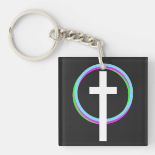 Porte-clés Dios Neon Circulaire Ring Faith Logo Christian