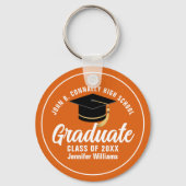 Porte-clés Diplômé blanc orange sur mesure 2023 (Recto)