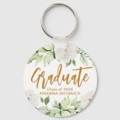 Porte-clés Diplômé botanique floral Script Graduate Blanc (Recto)