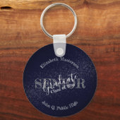 Porte-clés Diplômé chic bleu foncé classe supérieure (Recto)