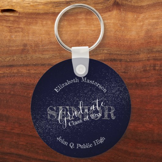 Porte-clés Diplômé chic bleu foncé classe supérieure (Recto)