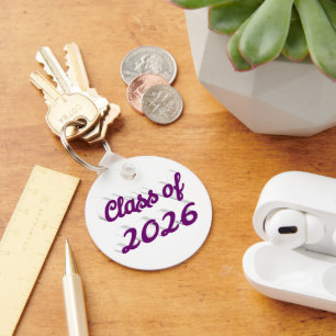 Porte-clés Diplômé de 2026 écriture violette remise des dipl